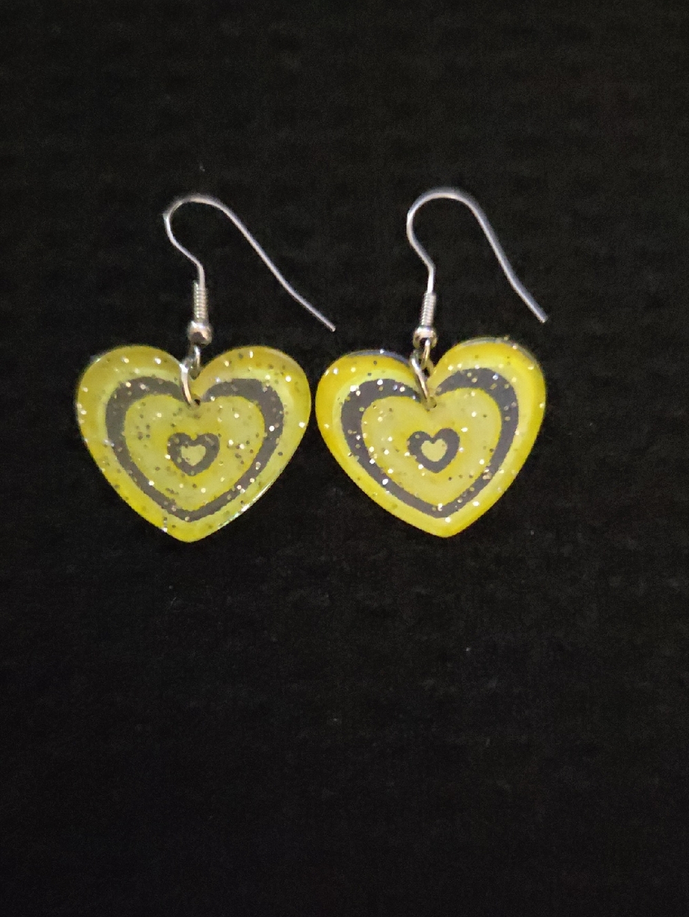 Yellow Heart Dangle Earrings